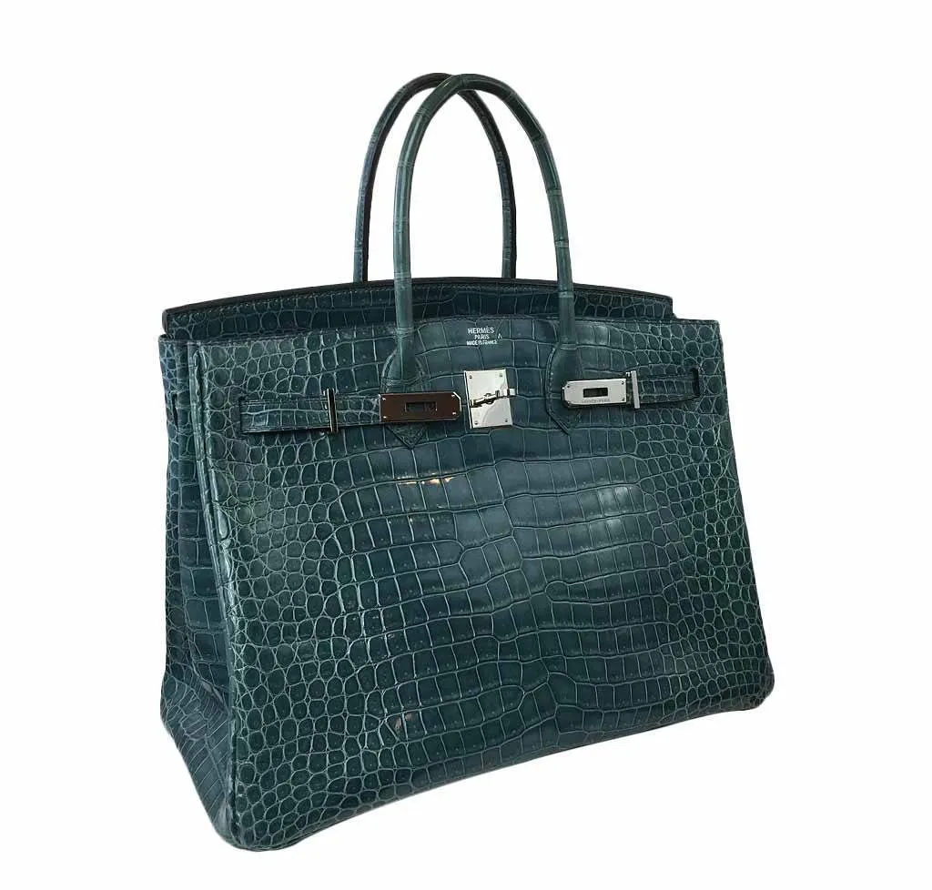 Hermès Birkin 35 Malachite Porosus Crocodile Bag PHW