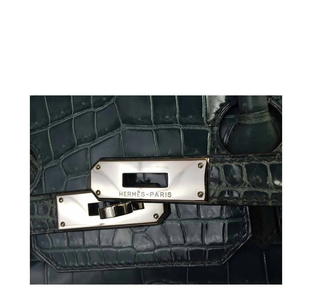 Hermès Birkin 35 Malachite Porosus Crocodile Bag PHW