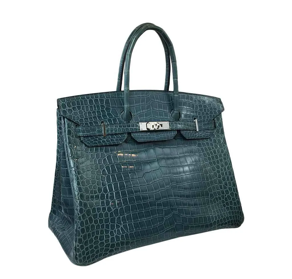 Hermès Birkin 35 Malachite Porosus Crocodile Bag PHW