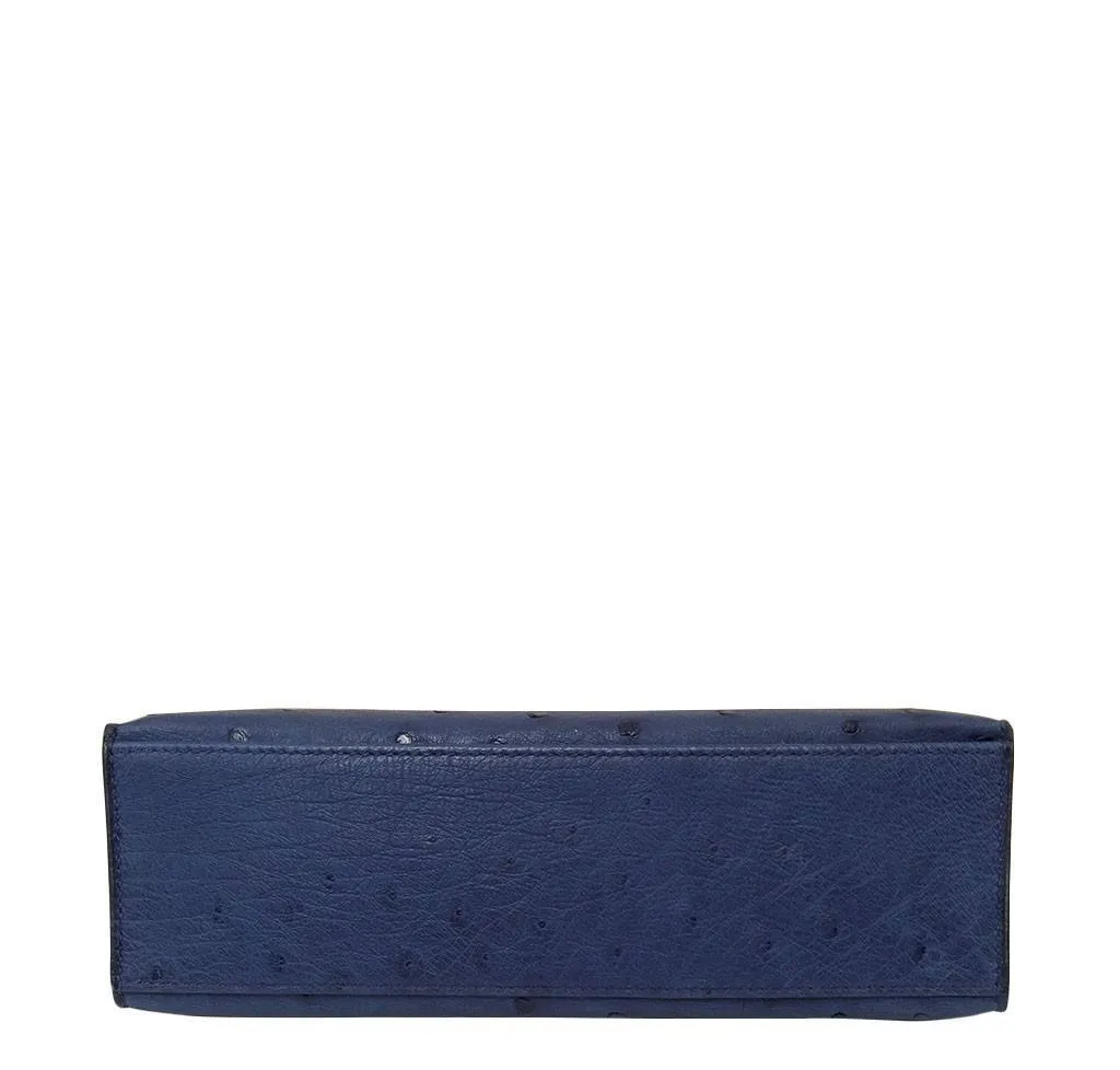 Hermès Kelly Pochette Mini Ostrich Blue Bag