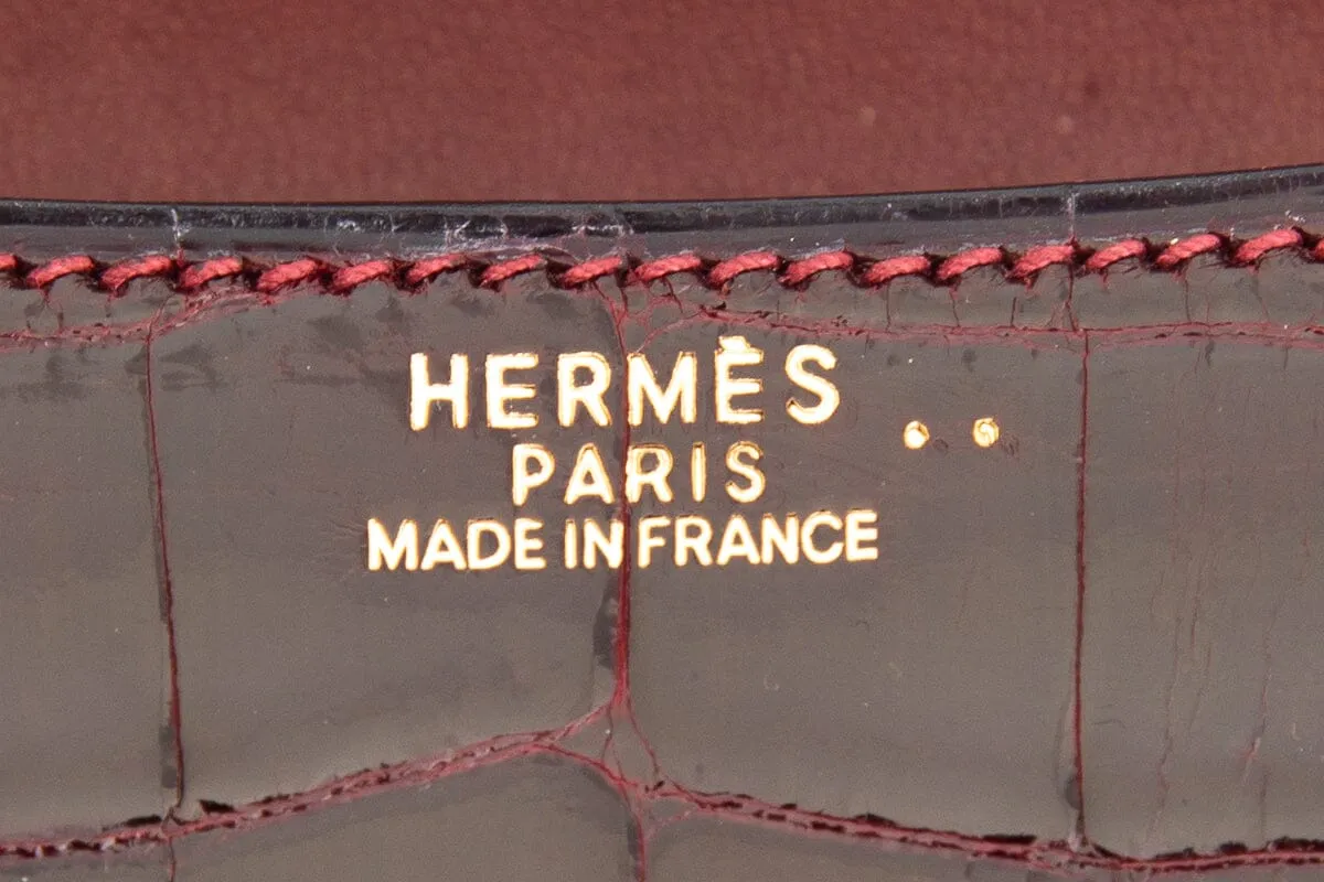 Hermès Shiny Niloticus Croc Constance 24 Bordeaux Handbag