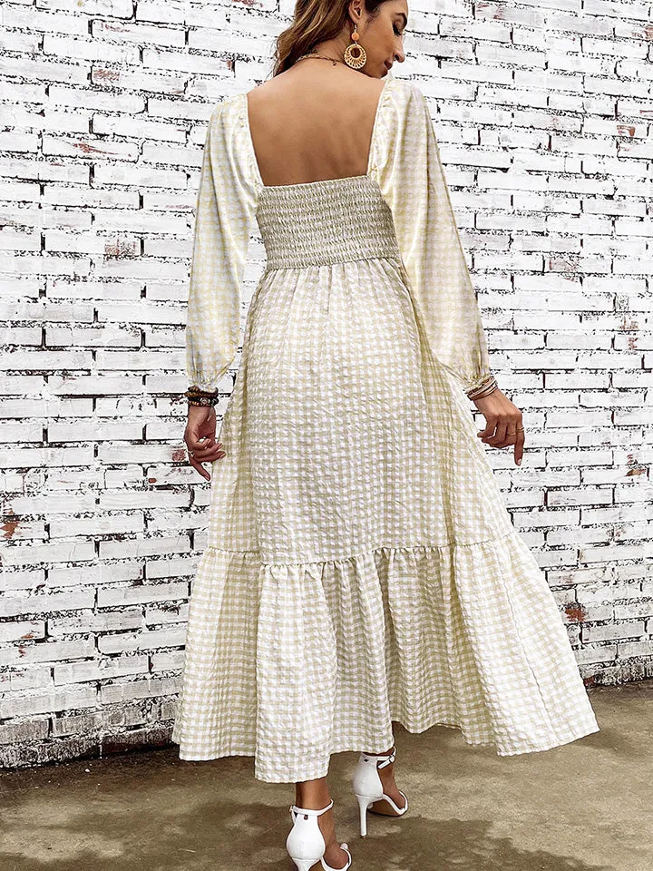 Isabella Smocked Square Neck Long Sleeve Dress