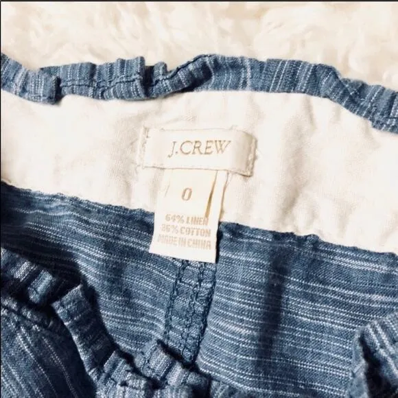 J CREW Heathered Light Navy Blue White Linen Playa Mini Skirt 42875 Casual 0