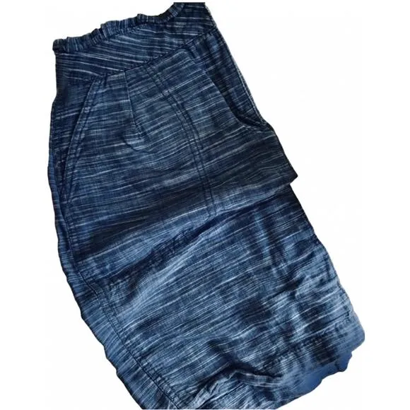 J CREW Heathered Light Navy Blue White Linen Playa Mini Skirt 42875 Casual 0
