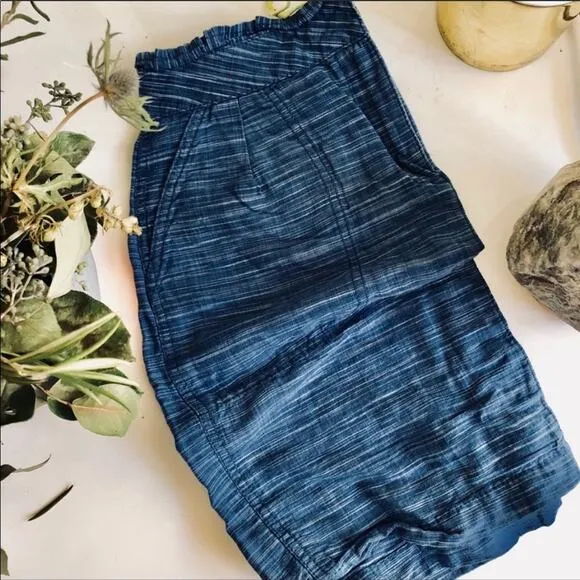 J CREW Heathered Light Navy Blue White Linen Playa Mini Skirt 42875 Casual 0