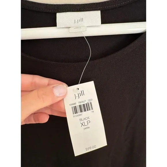J. Jill NWT Black Short Sleeve Casual  Dress Size XL Petite Stretch Knit