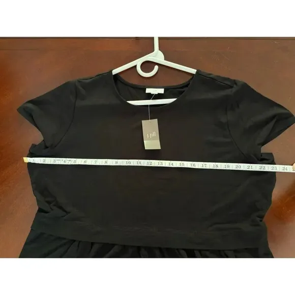 J. Jill NWT Black Short Sleeve Casual  Dress Size XL Petite Stretch Knit