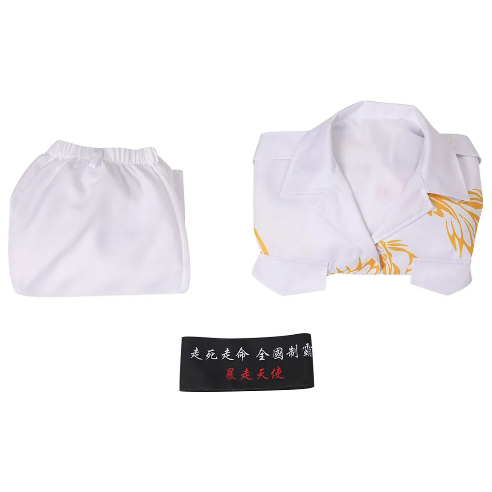 Japanese Bosozoku Kimono Cosplay Costume White Coat Pants Outfits Halloween Carnival Suit