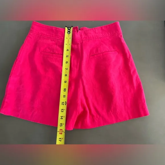 JASON WU Women's Pleated Fuscia Linen Rayon Blend Casual Short Size 4