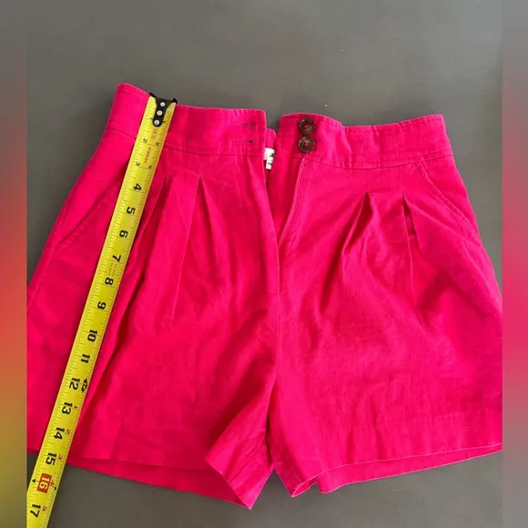 JASON WU Women's Pleated Fuscia Linen Rayon Blend Casual Short Size 4
