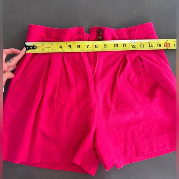 JASON WU Women's Pleated Fuscia Linen Rayon Blend Casual Short Size 4