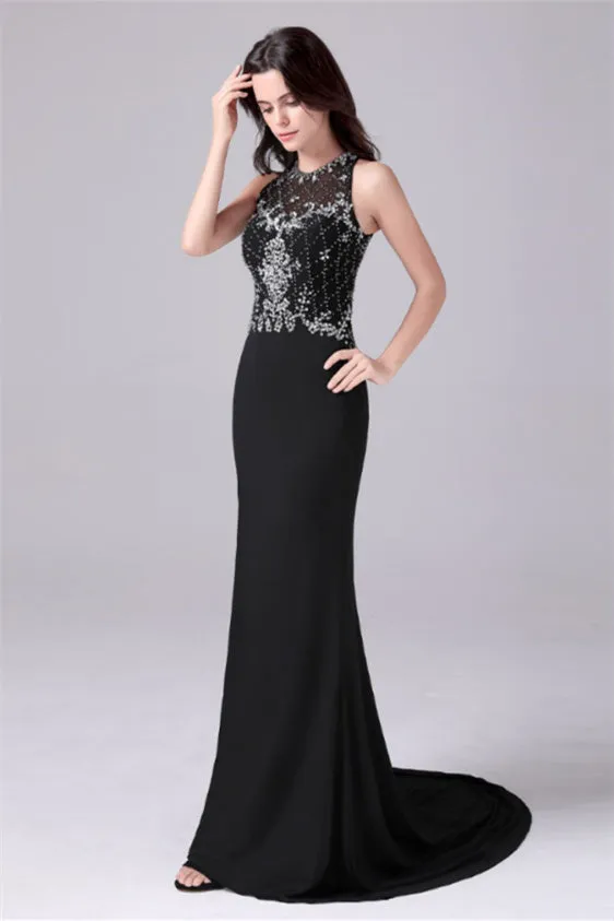 Jewel sleeveless floor length paillette high slit mermaid mother's dress