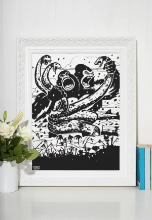 Kaiju Battle Cover Gallery Canvas Art Print