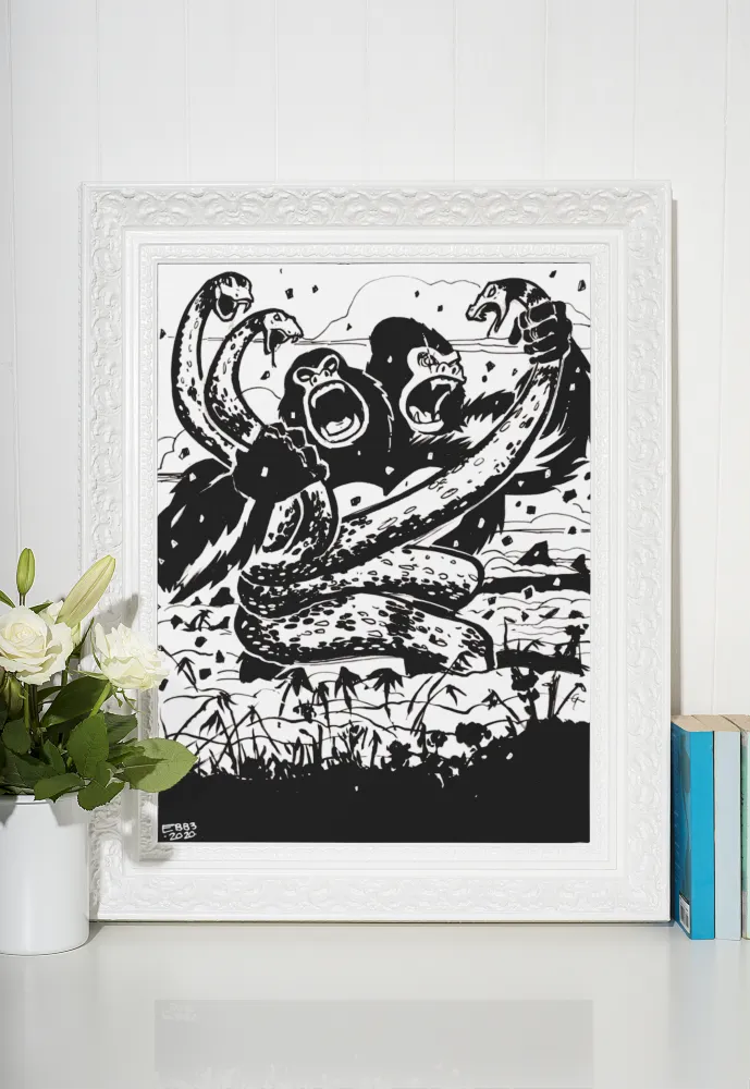 Kaiju Battle Cover Gallery Canvas Art Print
