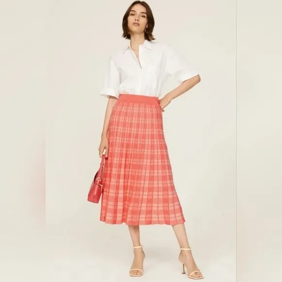 KATE SPADE NEW YORK pleated checked skirt