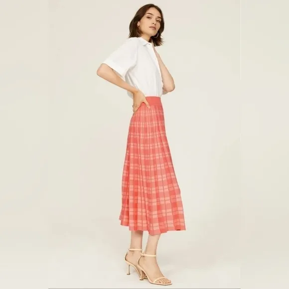 KATE SPADE NEW YORK pleated checked skirt