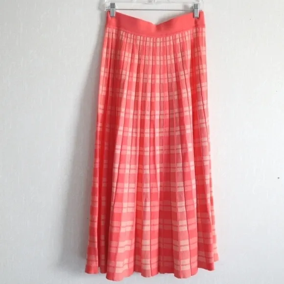 KATE SPADE NEW YORK pleated checked skirt