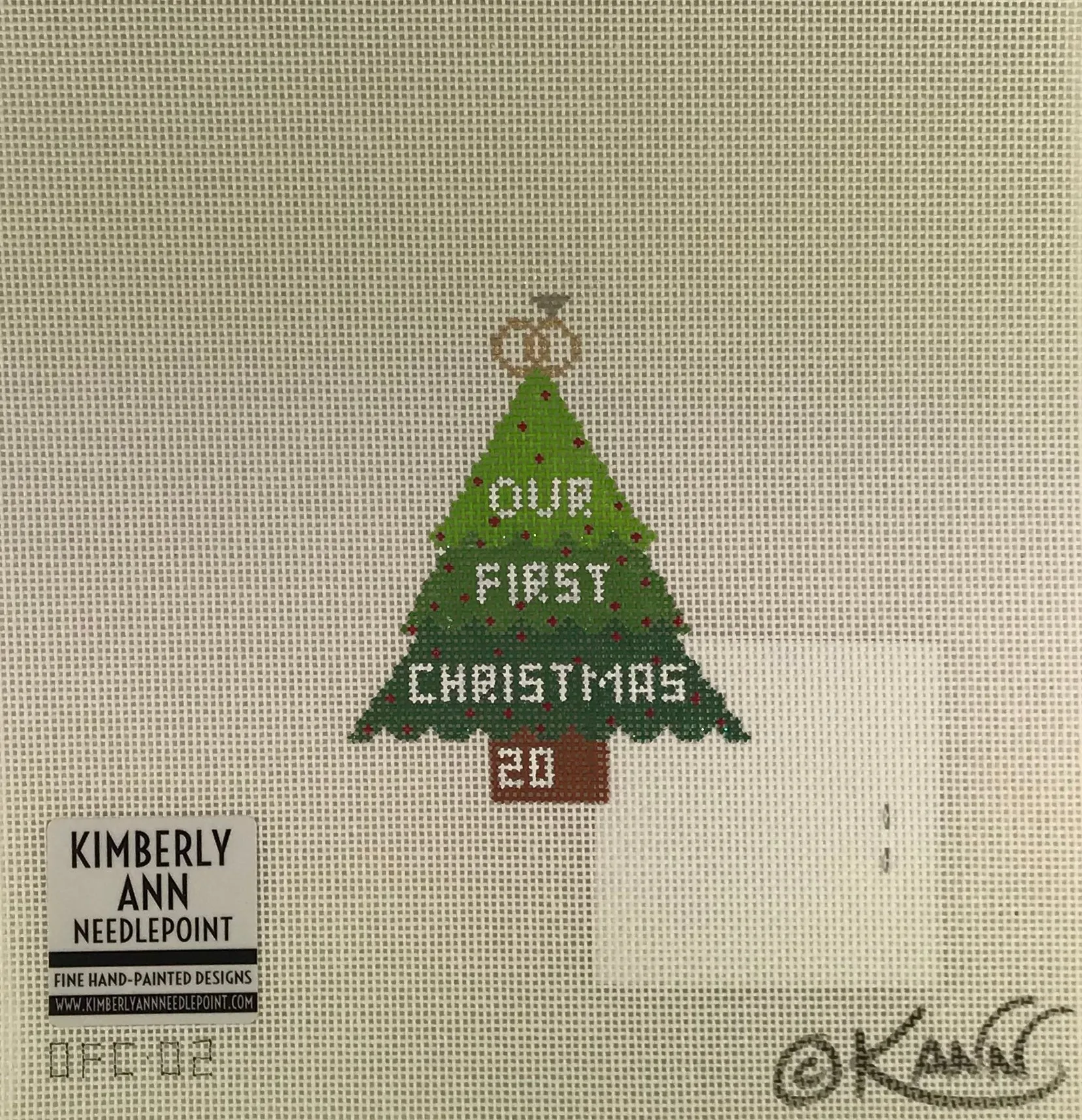 Kimberly Ann Needlepoint OFC 02 Wedding Rings Xmas Tree