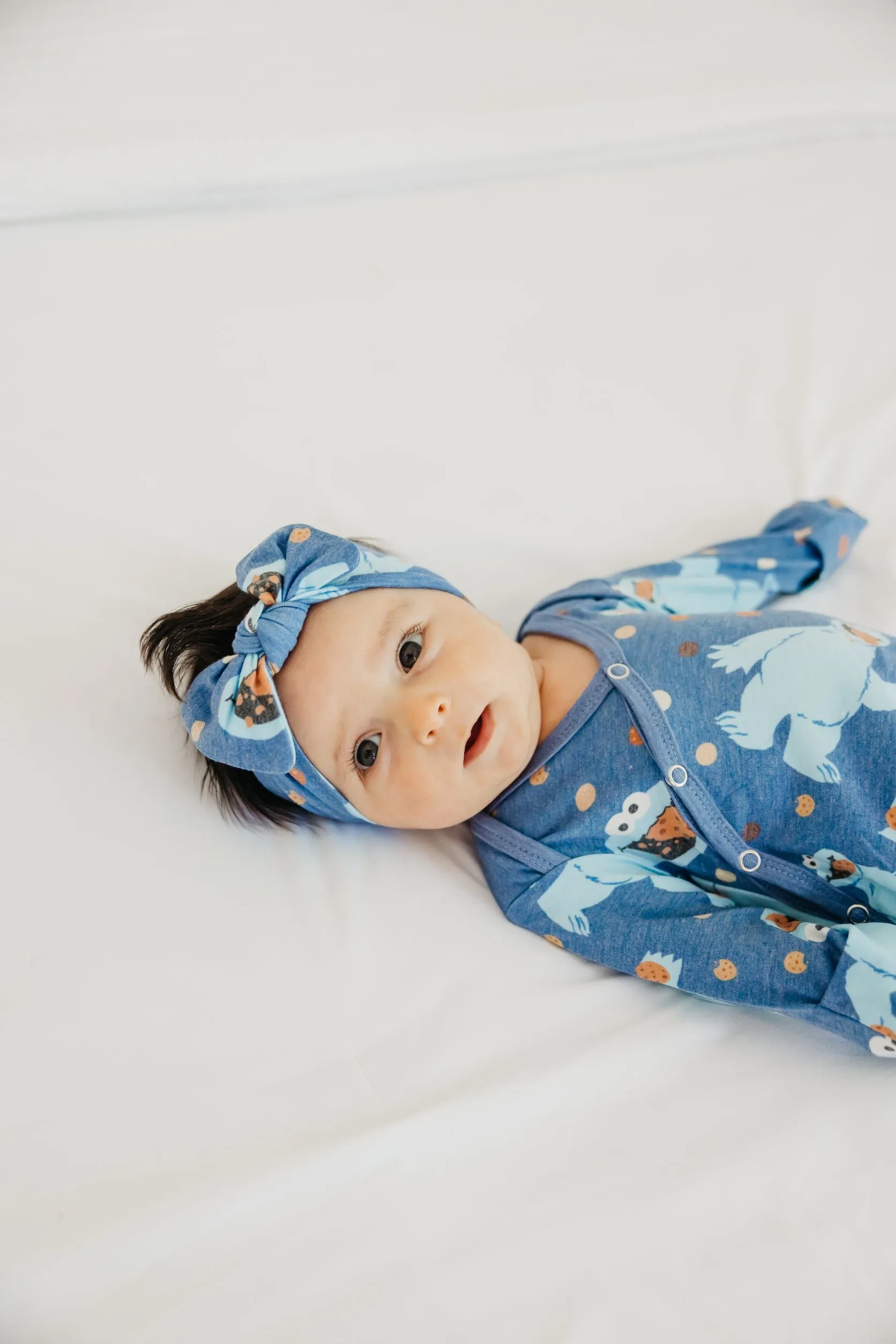 Knit Headband Bow - Cookie Monster