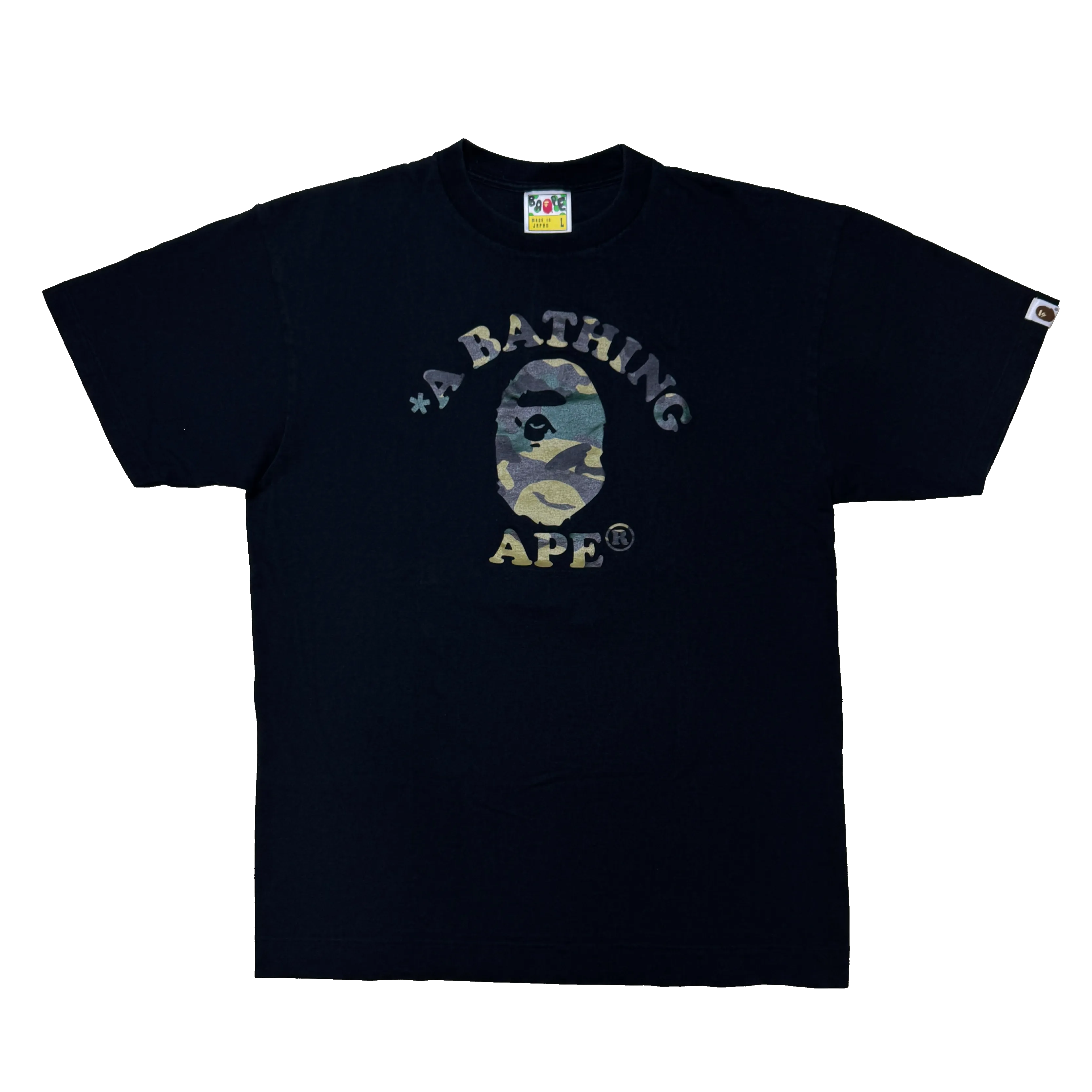 [L] OG Bape Woodland Camo College Tee