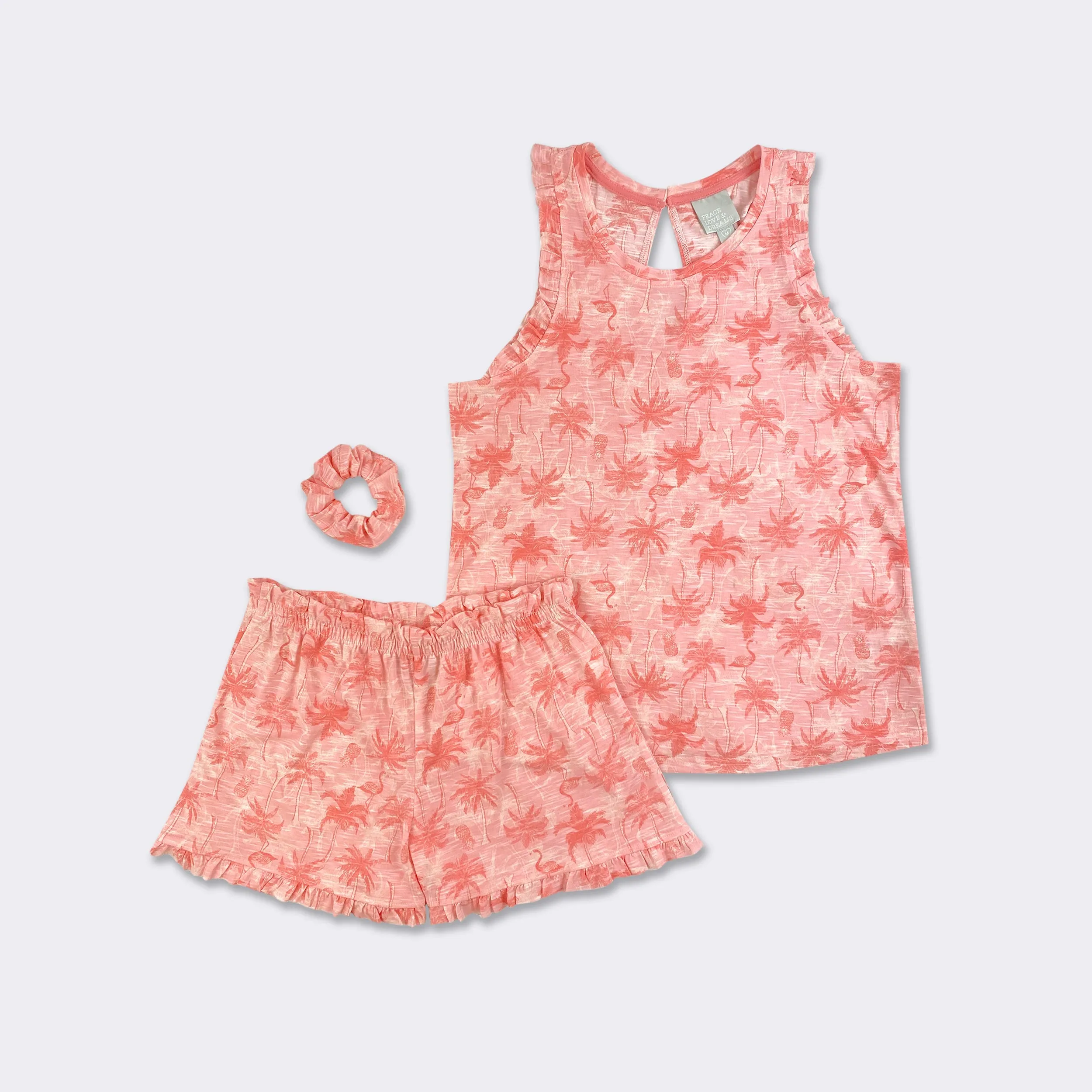 Ladies AOP Frilly Tank and Boxer 2pcs set with Matching Scrunchie