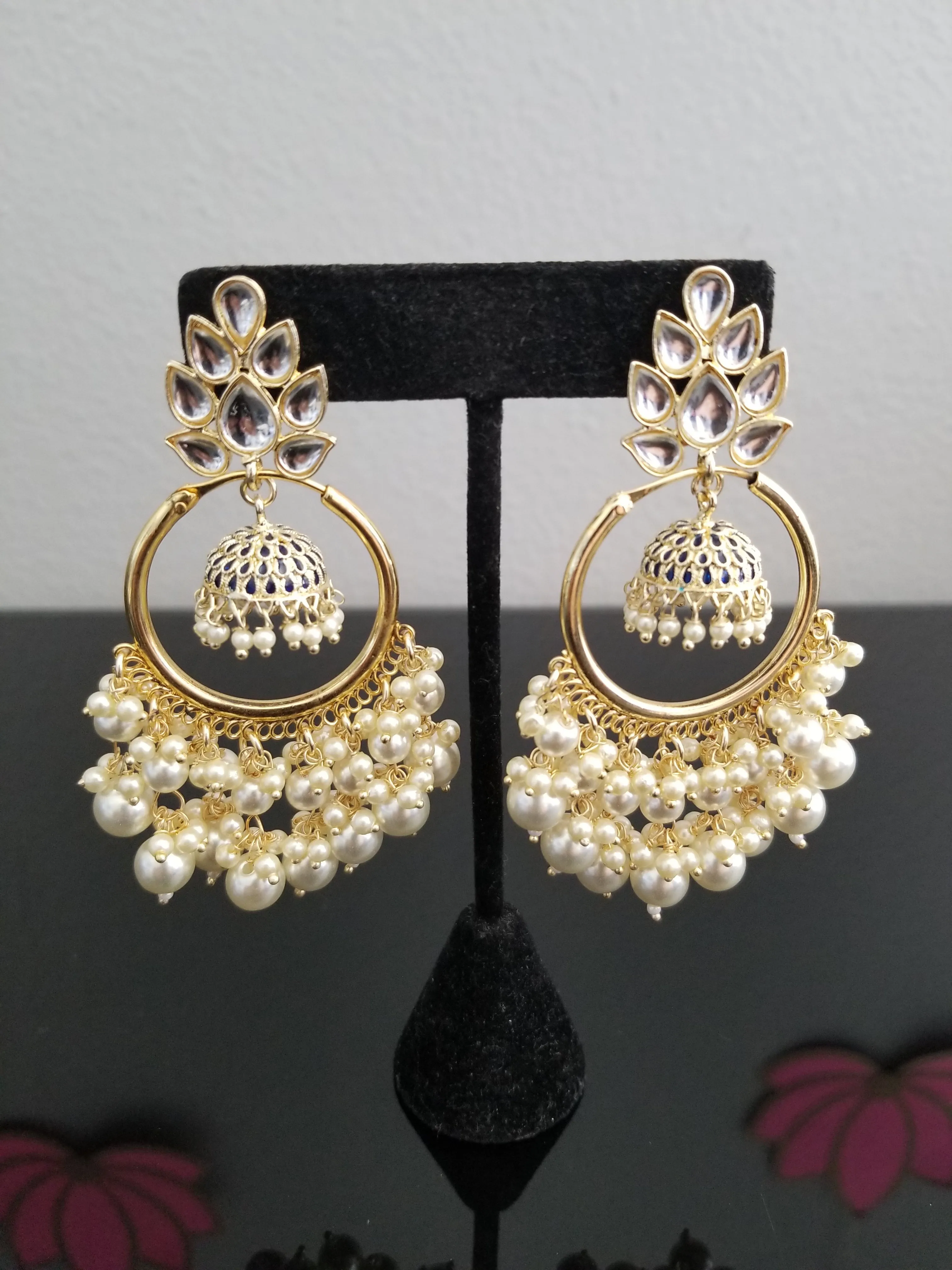 Lakshmi Indo Western Trendy Earring With Gold Plating Blue H40