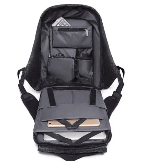 Lenoxx 15" Anti-Theft Laptop Backpack Work Bag w/USB Port for PowerBank Charging