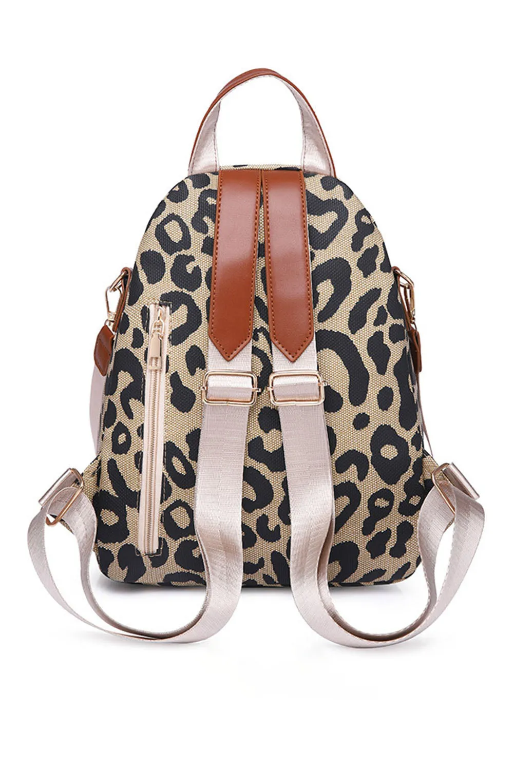 Leopard Flap Zipped Canvas Backpack