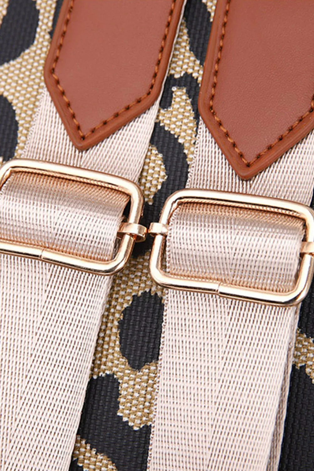 Leopard Flap Zipped Canvas Backpack