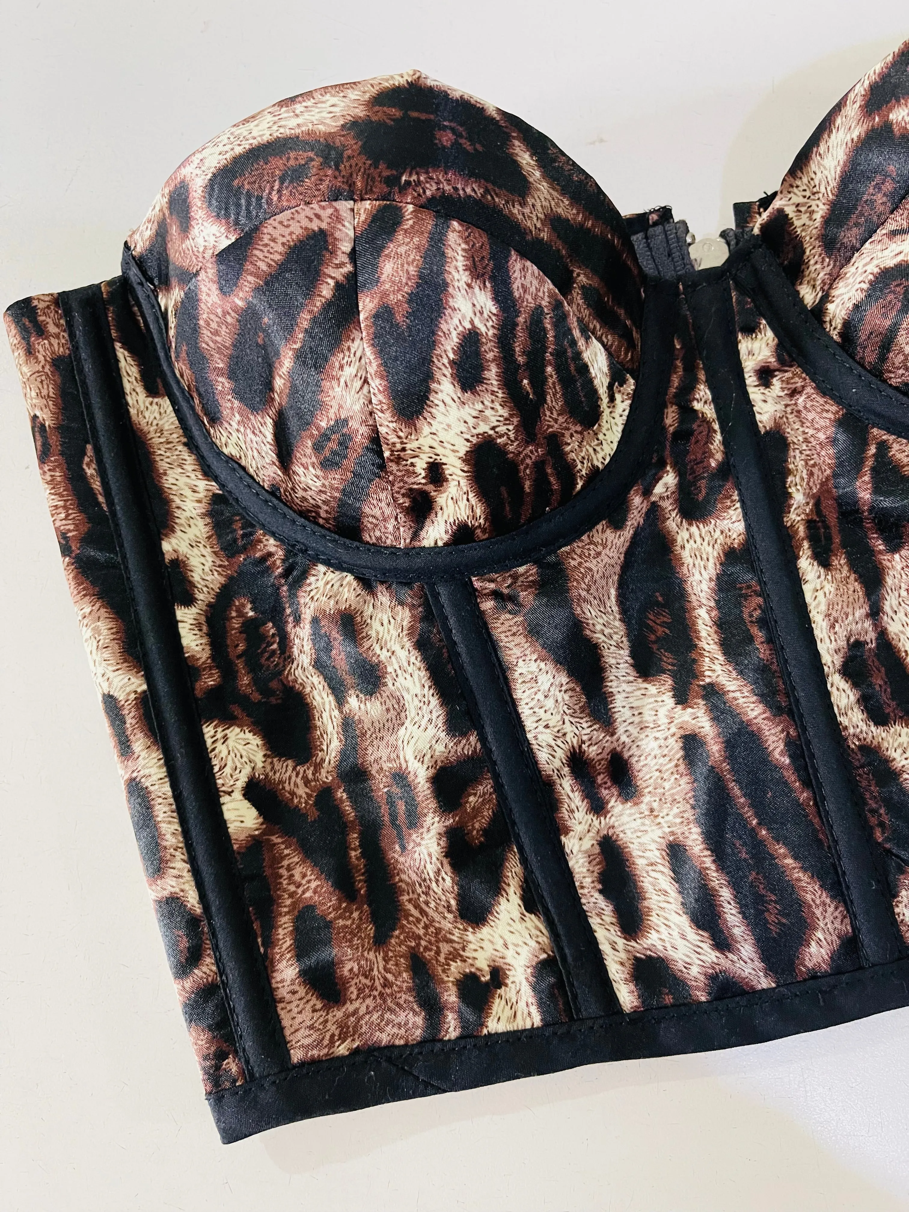 Leopard silk corset - Small