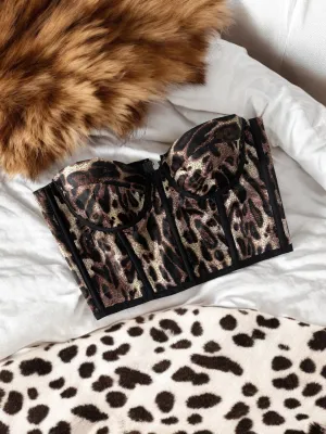 Leopard silk corset - Small