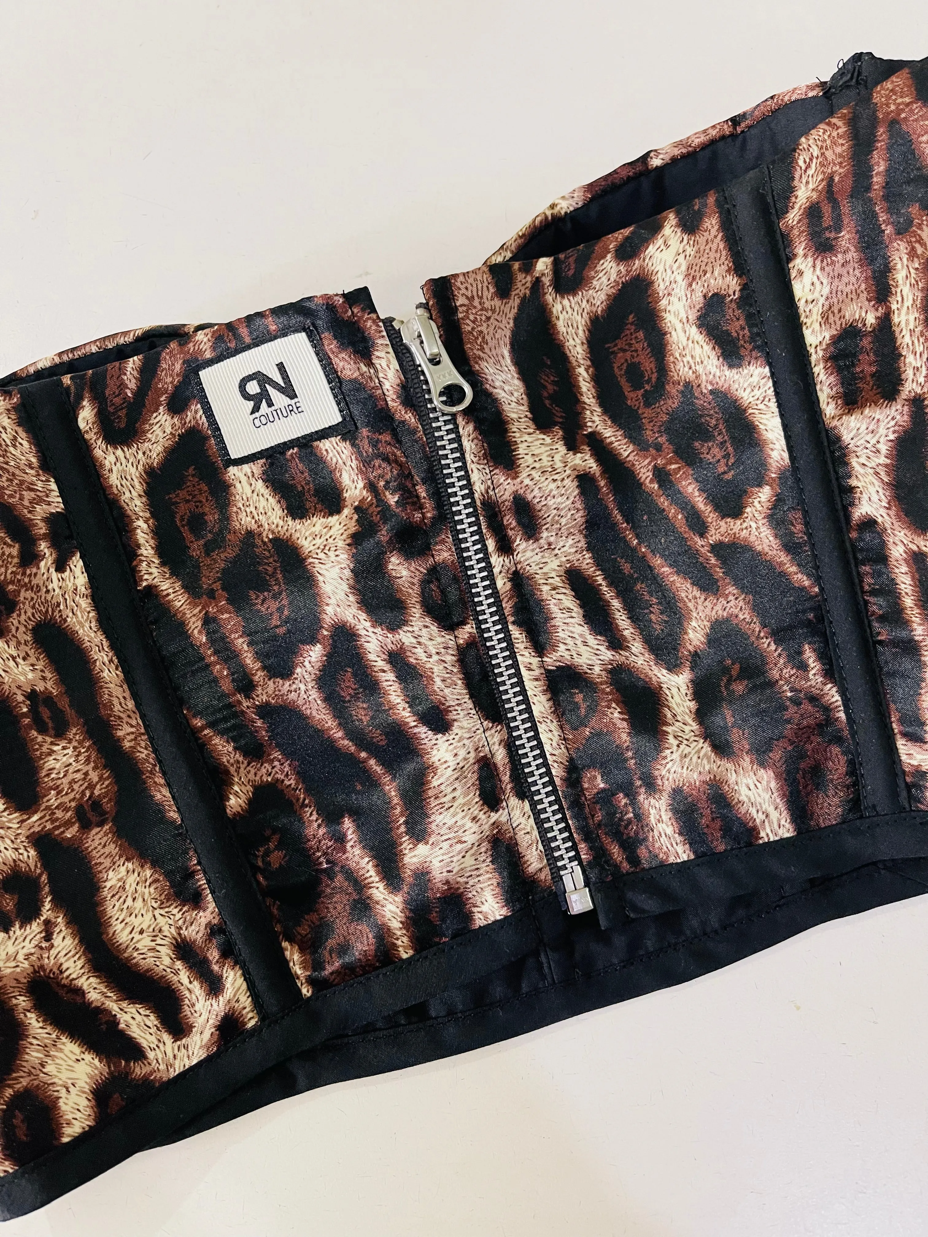 Leopard silk corset - Small
