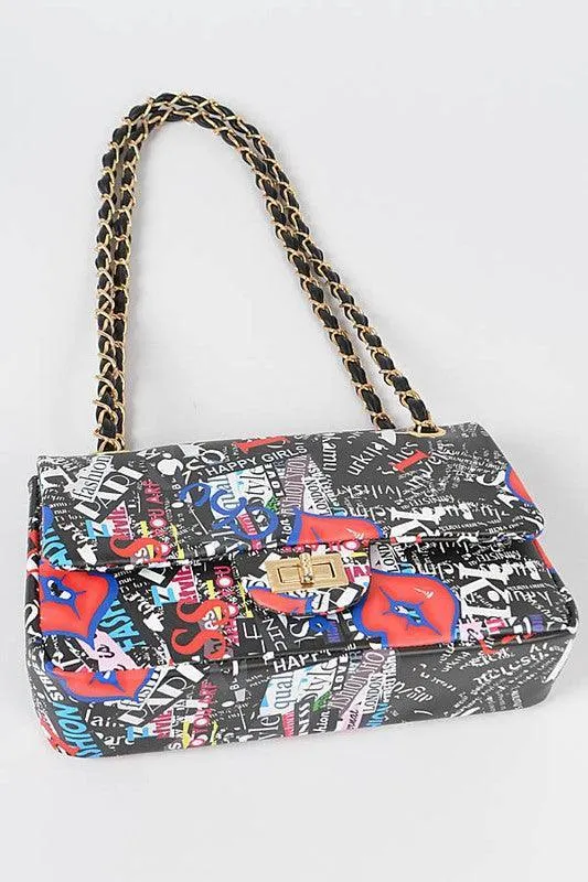 Letter print handbag