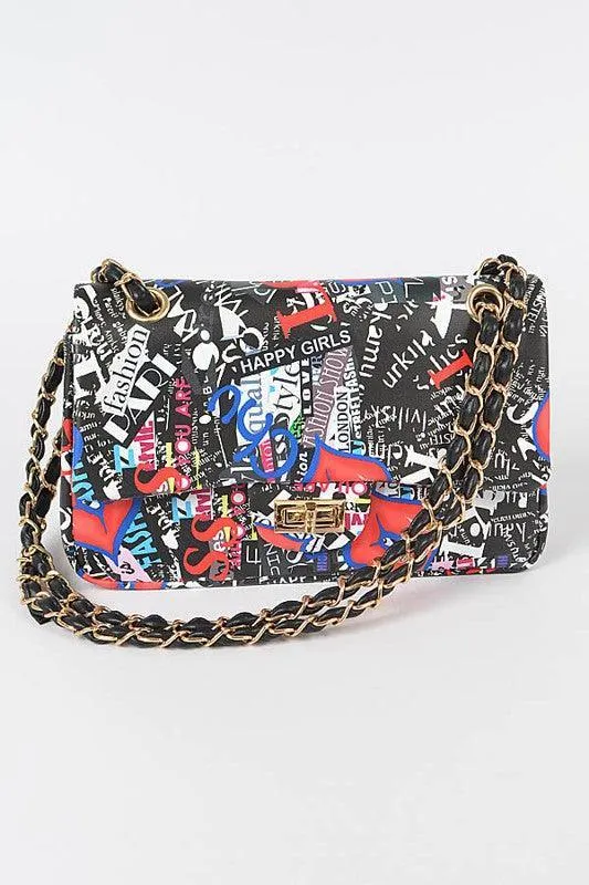 Letter print handbag