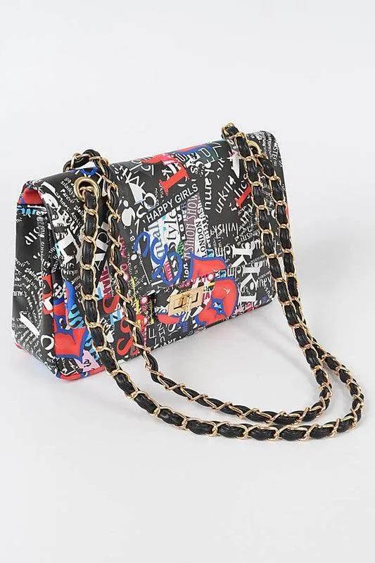 Letter print handbag