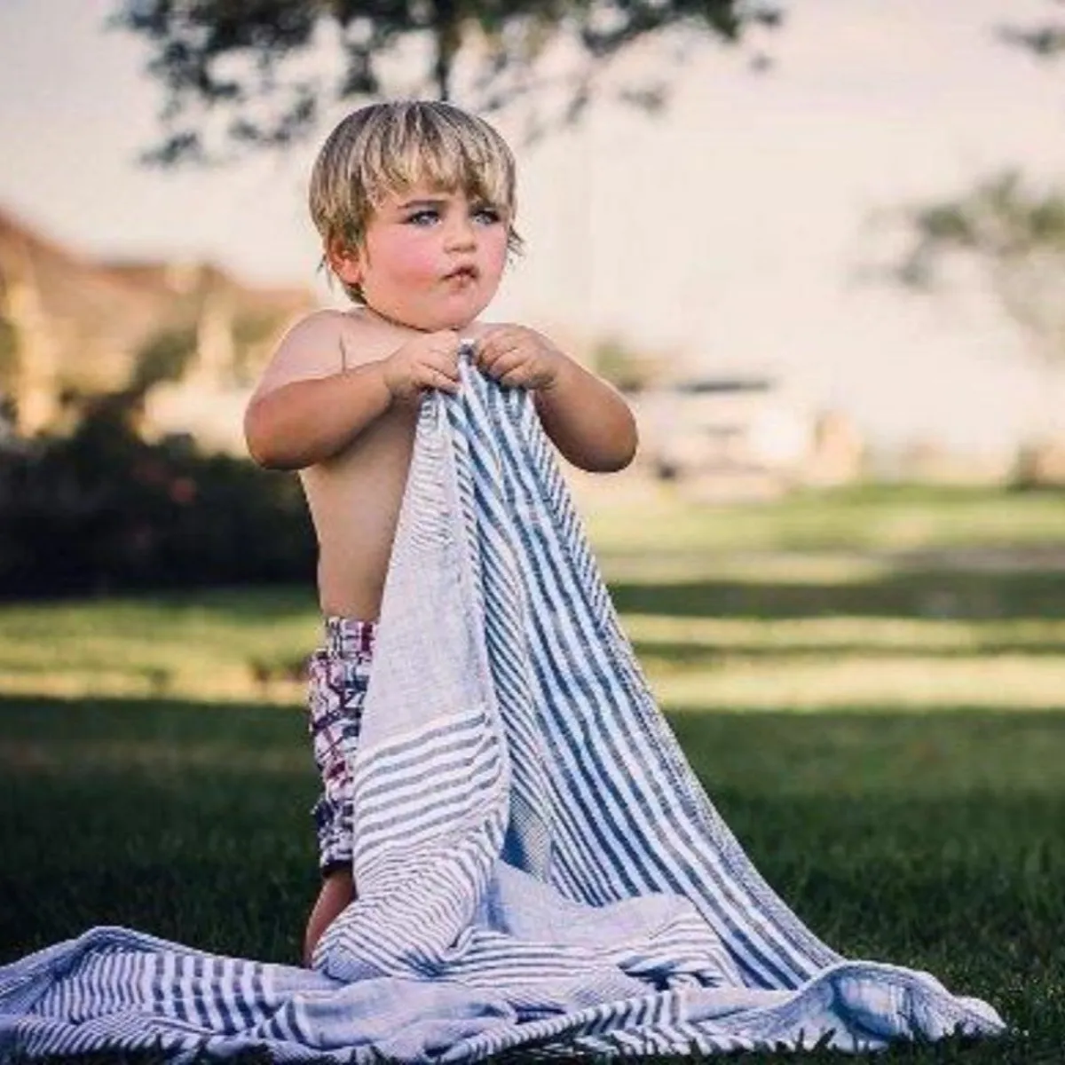 Lifetime Blanket (Toddler Blanket) - Soft Blue Stripe