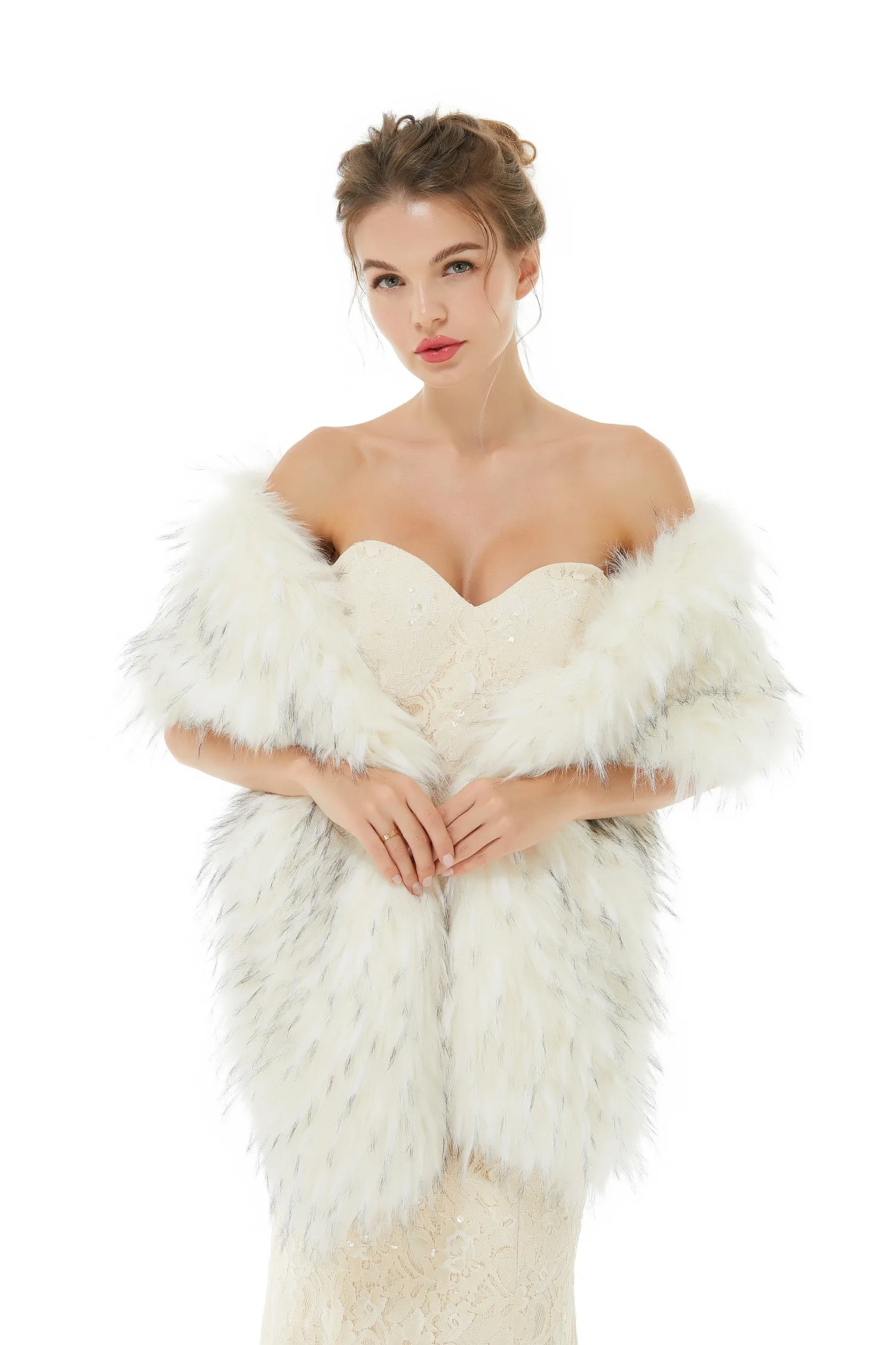 Light Gray Wedding Wrap Accessories Faux Fur Bridal Cover Ups
