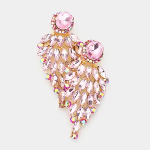 Light Rose Marquise Cluster Stone Pageant Earrings  | Prom Earrings | 541913