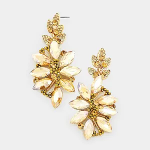 Light Topaz Crystal Petal Pageant Earrings | Prom Earrings| 252568