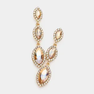 Light Topaz Crystal Triple Marquise Drop Dangle Pageant Earrings | Prom Jewelry | 563196