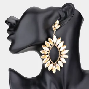 Light Topaz Marquise Stone Cluster Open Center Earrings   | Pageant Earrings | 569336
