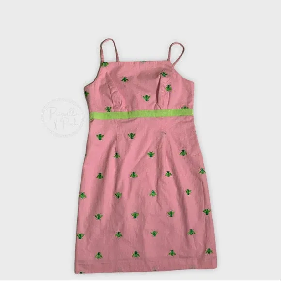 Lilly Pulitzer Pink High Neck Dress Green Bees