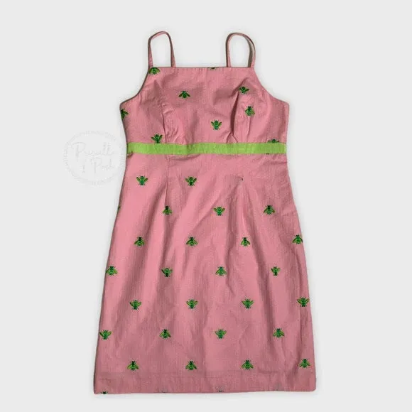 Lilly Pulitzer Pink High Neck Dress Green Bees