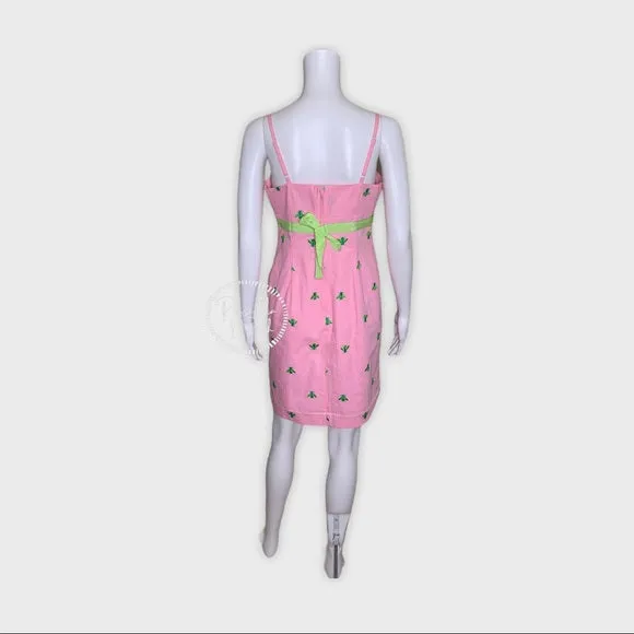 Lilly Pulitzer Pink High Neck Dress Green Bees