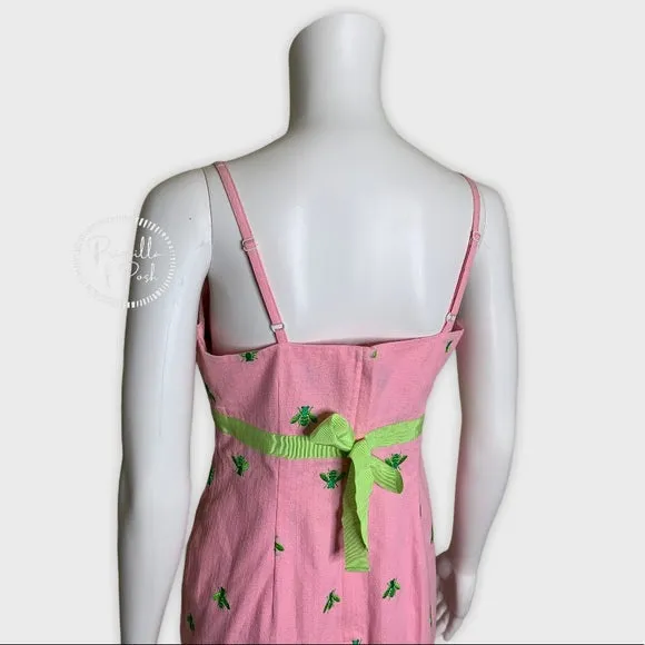 Lilly Pulitzer Pink High Neck Dress Green Bees