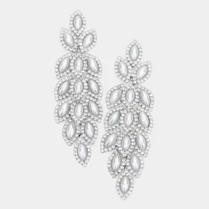 Long Pearl Marquise Earrings  | 567858