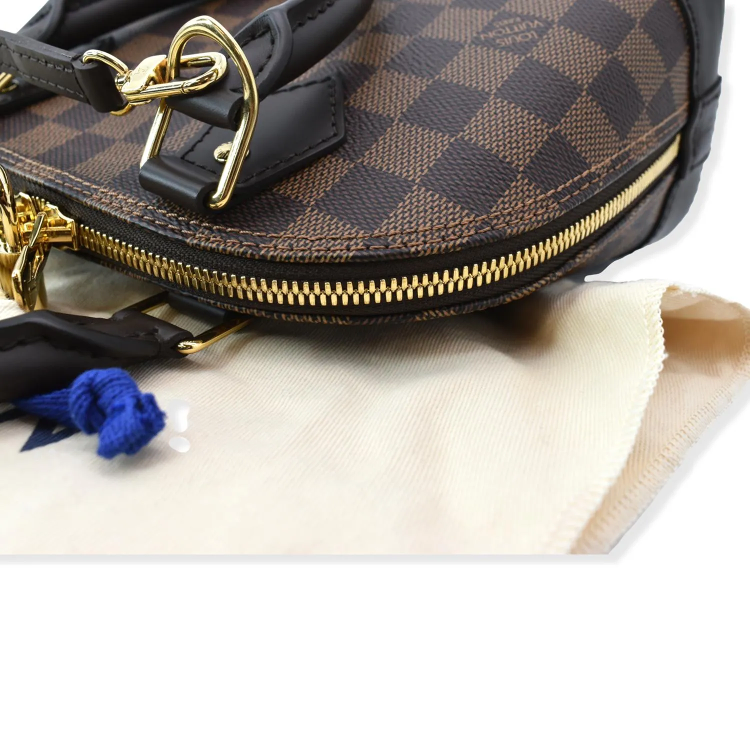 LOUIS VUITTON Alma BB Damier Ebene Satchel Crossbody Bag Brown