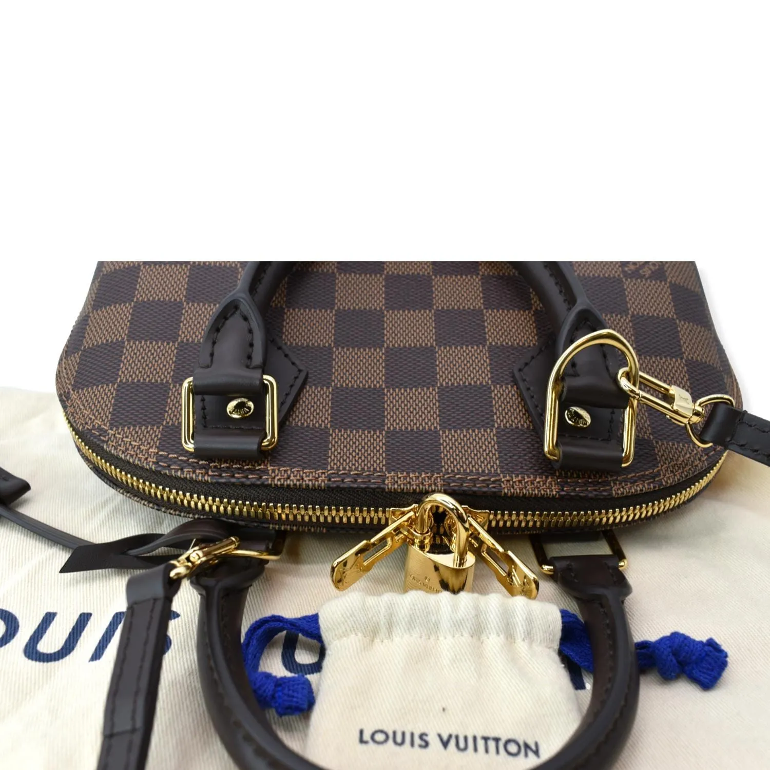 LOUIS VUITTON Alma BB Damier Ebene Satchel Crossbody Bag Brown