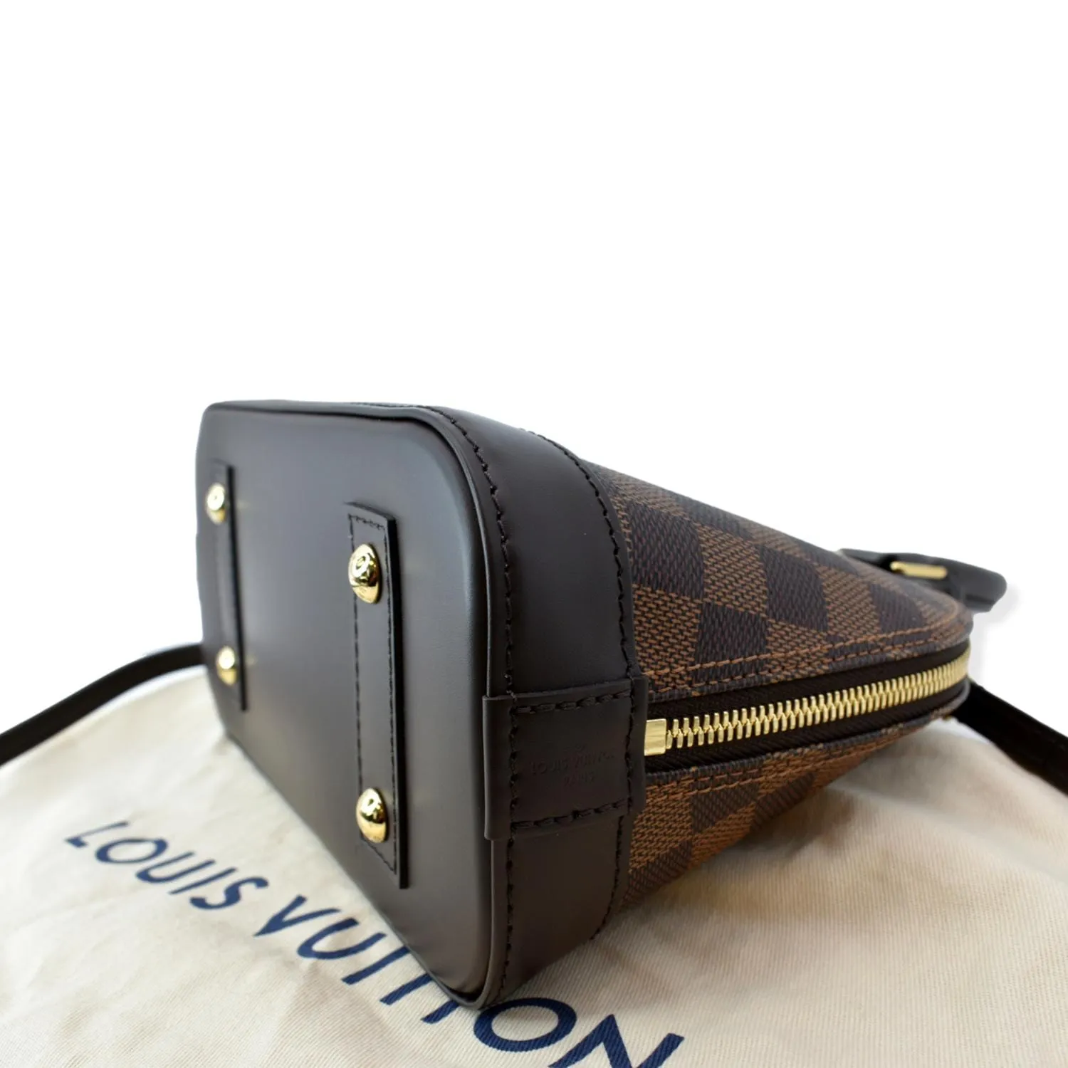 LOUIS VUITTON Alma BB Damier Ebene Satchel Crossbody Bag Brown