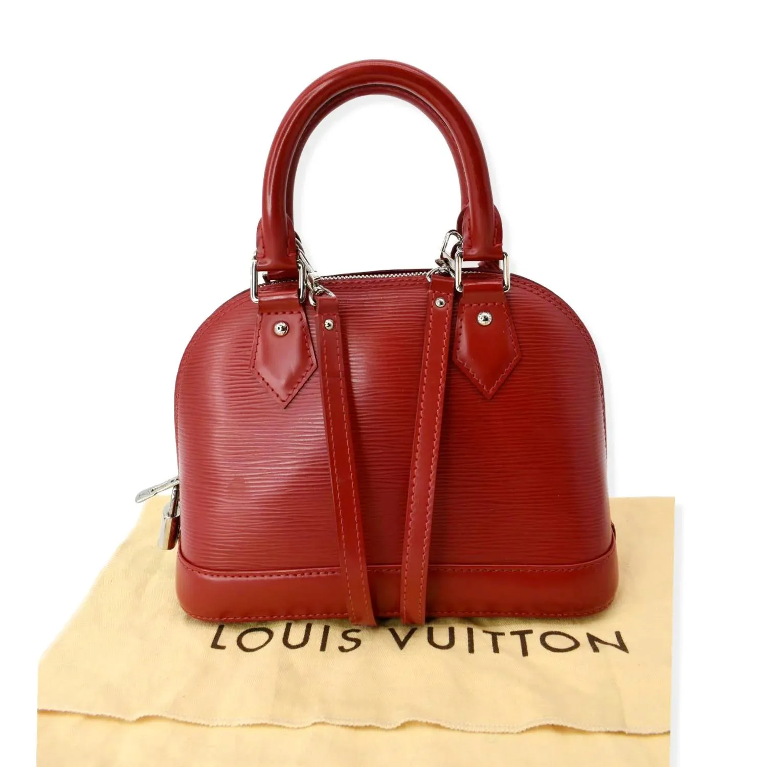 LOUIS VUITTON Alma BB Epi Leather Satchel Crossbody Bag Red